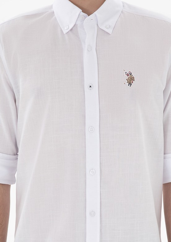 US POLO ASSN Beyaz Erkek Uzun Kol Gömlek