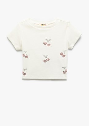 KOTON Beyaz Kız Çocuk Baskılı T-Shirt
