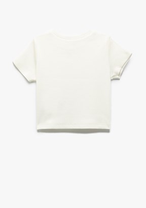 KOTON Beyaz Kız Çocuk Baskılı T-Shirt