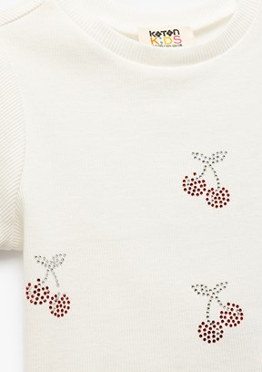 KOTON Beyaz Kız Çocuk Baskılı T-Shirt