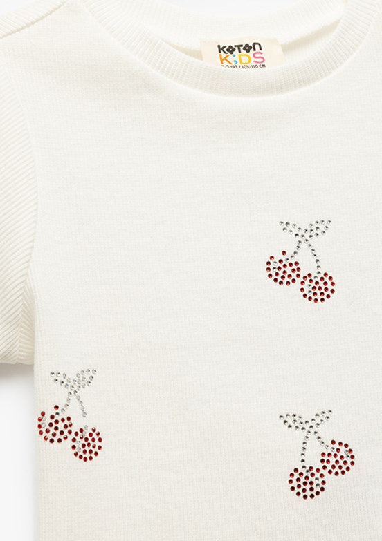 KOTON Beyaz Kız Çocuk Baskılı T-Shirt