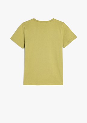 KOTON Yeşil Erkek Çocuk Bisiklet Yaka T-Shirt