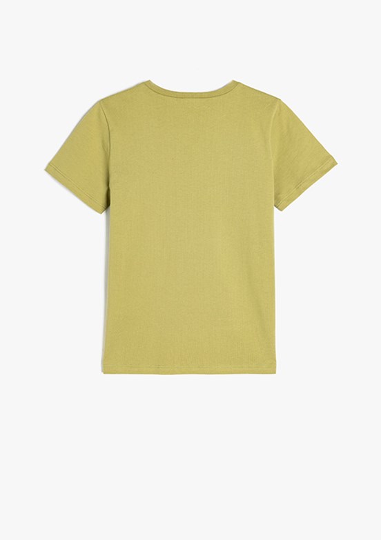 KOTON Yeşil Erkek Çocuk Bisiklet Yaka T-Shirt