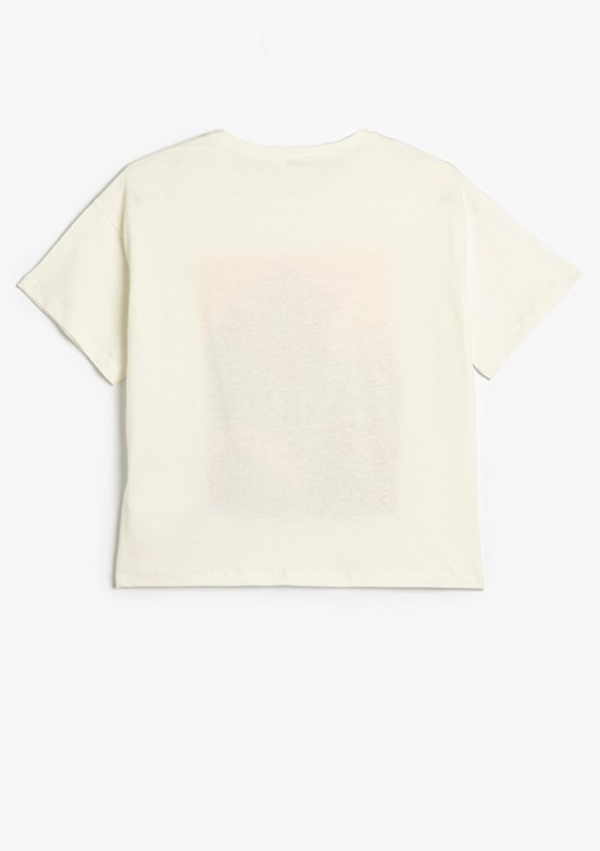 KOTON Beyaz Kız Çocuk Baskılı T-Shirt