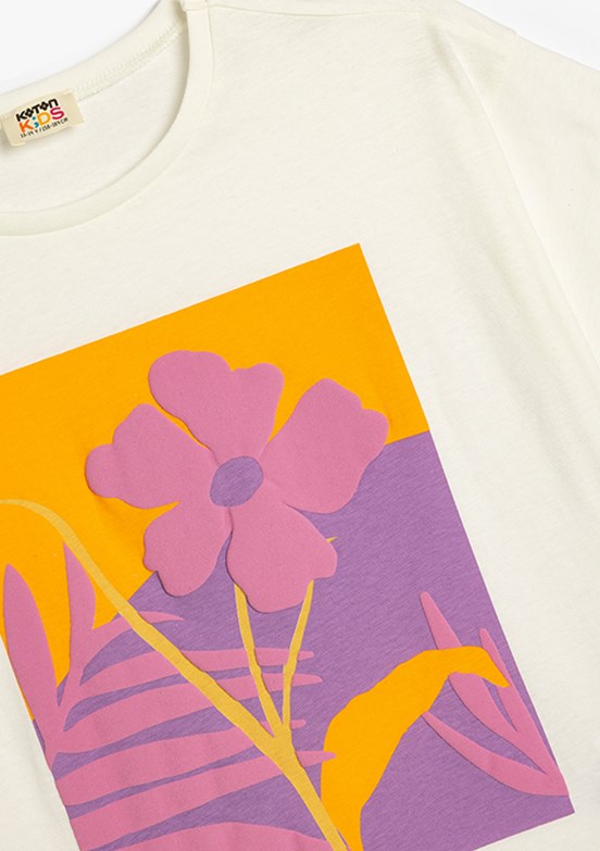 KOTON Beyaz Kız Çocuk Baskılı T-Shirt