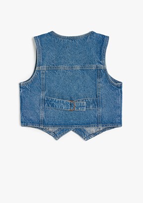 KOTON - 5SKG20013AD Kız Çocuk Lacivert Denim Yelek