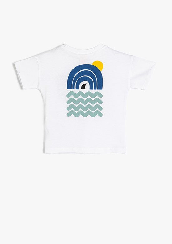 KOTON Beyaz Erkek Çocuk Baskılı T-Shirt