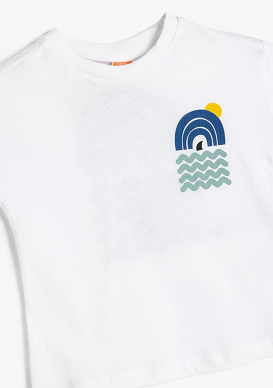 KOTON Beyaz Erkek Çocuk Baskılı T-Shirt