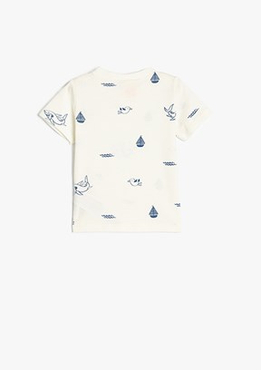 KOTON Beyaz Erkek Çocuk Baskılı T-Shirt