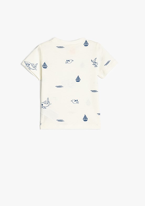 KOTON Beyaz Erkek Çocuk Baskılı T-Shirt