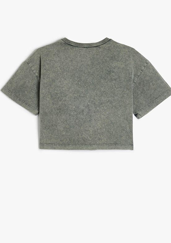 KOTON Antrasit Kız Çocuk Baskılı T-Shirt