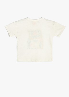 KOTON Beyaz Erkek Çocuk Baskılı T-Shirt
