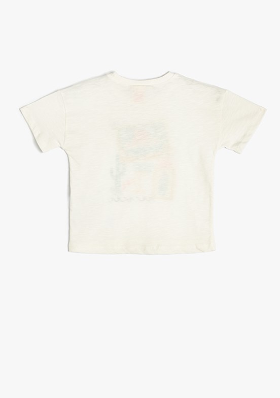 KOTON Beyaz Erkek Çocuk Baskılı T-Shirt