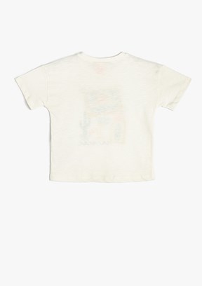 KOTON Beyaz Erkek Çocuk Baskılı T-Shirt
