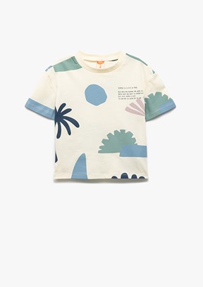 KOTON Beyaz Erkek Çocuk Baskılı T-Shirt
