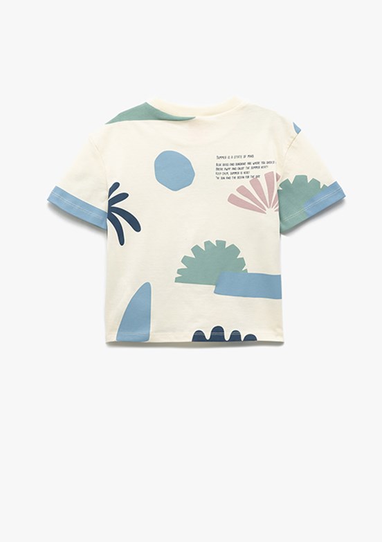 KOTON Beyaz Erkek Çocuk Baskılı T-Shirt