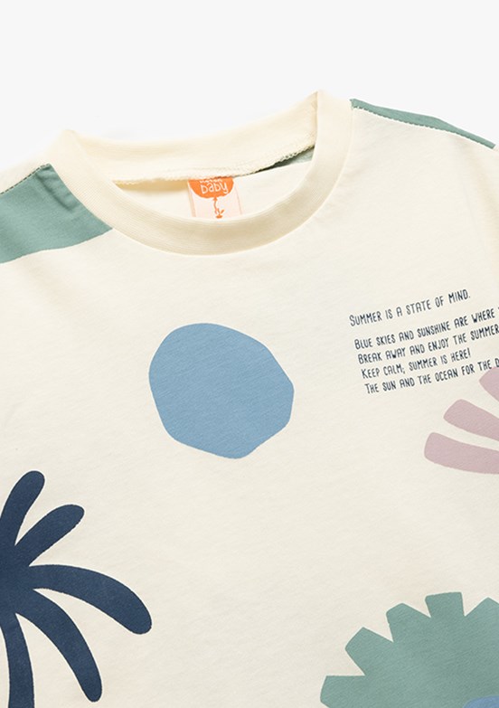 KOTON Beyaz Erkek Çocuk Baskılı T-Shirt