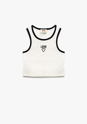 KOTON Beyaz Kız Çocuk Atlet T-Shirt