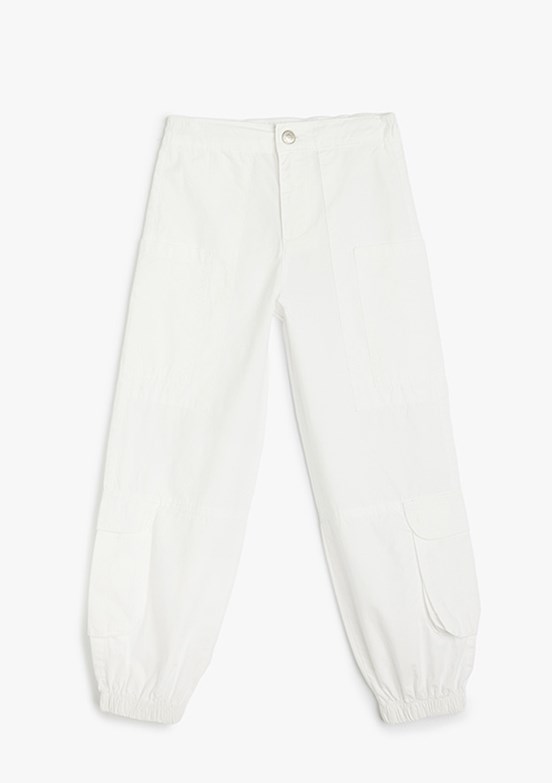 KOTON Beyaz Kız Çocuk Jogger Pantolon