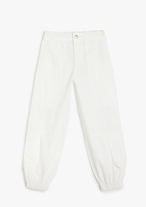KOTON Beyaz Kız Çocuk Jogger Pantolon