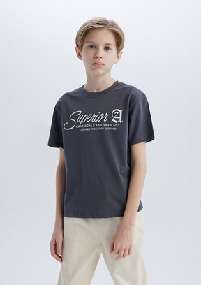 DEFACTO Antrasit Erkek Çocuk Kısa Kol T-Shirt
