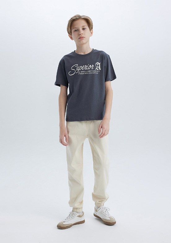 DEFACTO Antrasit Erkek Çocuk Kısa Kol T-Shirt