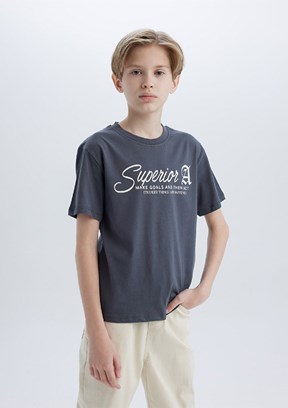 DEFACTO Antrasit Erkek Çocuk Kısa Kol T-Shirt