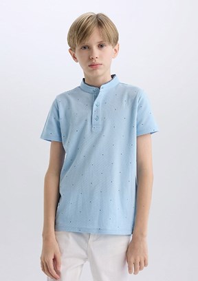 DEFACTO Mavi Erkek Çocuk Polo Yaka T-Shirt
