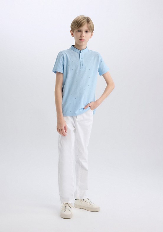 DEFACTO Mavi Erkek Çocuk Polo Yaka T-Shirt