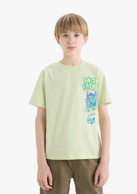 DEFACTO Yeşil Erkek Çocuk Kısa Kol T-Shirt