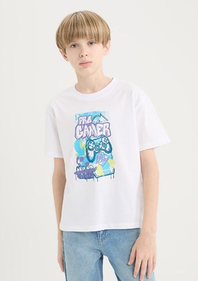 DEFACTO Beyaz Erkek Çocuk Kısa Kol T-Shirt