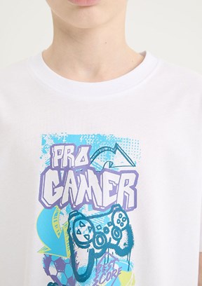 DEFACTO Beyaz Erkek Çocuk Kısa Kol T-Shirt