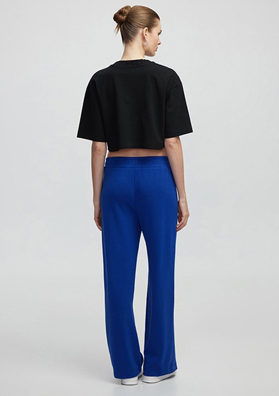 İPEKYOL Siyah Kadın Basic Crop T-shirt