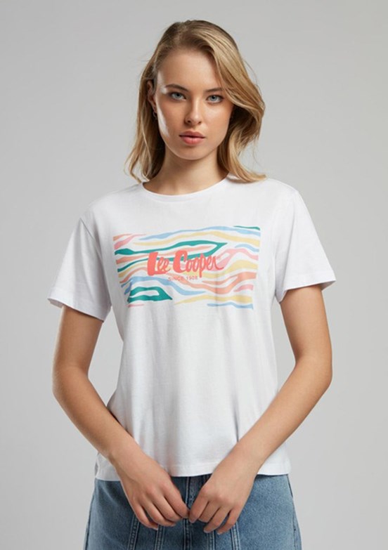 LEE COOPER Zebrars Beyaz Kadın O Yaka T-shirt