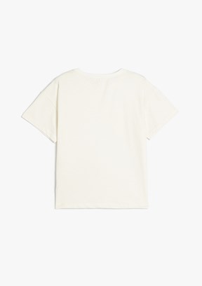 KOTON Beyaz Kız Çocuk Bisiklet Yaka T-Shirt