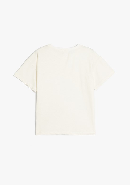 KOTON Beyaz Kız Çocuk Bisiklet Yaka T-Shirt