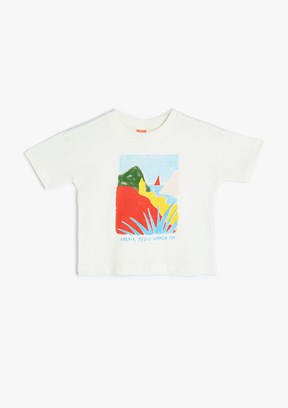 KOTON Beyaz Erkek Bebek Bisiklet Yaka T-Shirt
