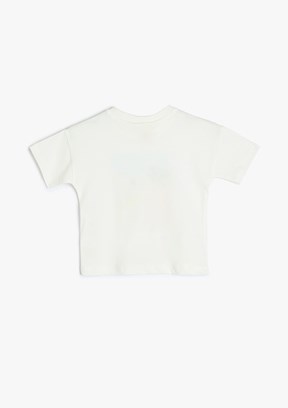 KOTON Beyaz Erkek Bebek Bisiklet Yaka T-Shirt