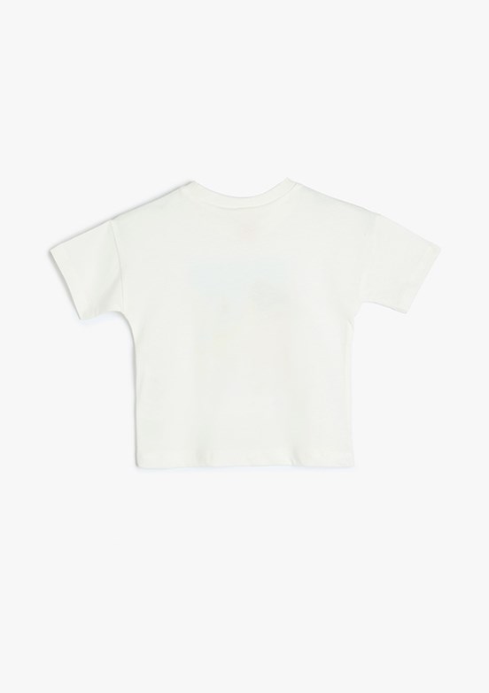 KOTON Beyaz Erkek Bebek Bisiklet Yaka T-Shirt