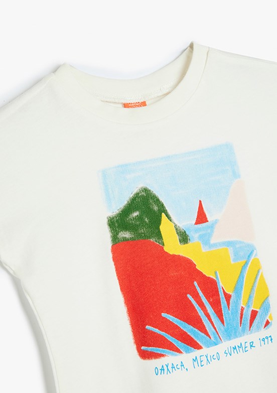 KOTON Beyaz Erkek Bebek Bisiklet Yaka T-Shirt