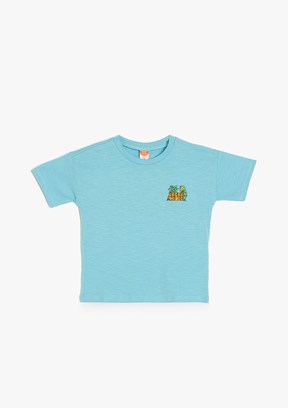 KOTON Mavi Erkek Bebek Bisiklet Yaka T-Shirt