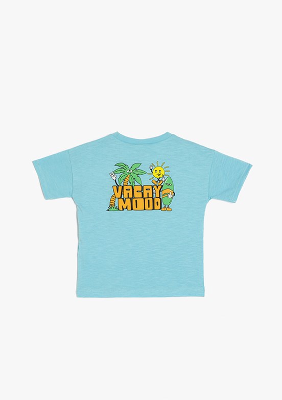 KOTON Mavi Erkek Bebek Bisiklet Yaka T-Shirt