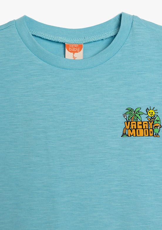 KOTON Mavi Erkek Bebek Bisiklet Yaka T-Shirt