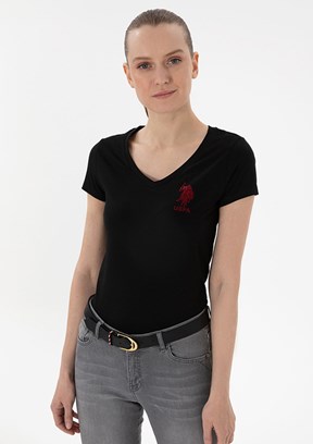 US POLO ASSN Siyah Kadın Basic T-Shirt