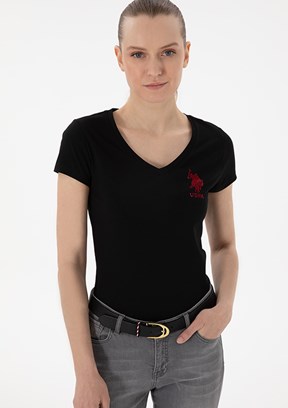 US POLO ASSN Siyah Kadın Basic T-Shirt
