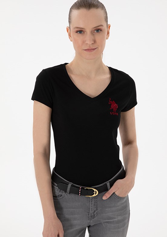 US POLO ASSN Siyah Kadın Basic T-Shirt