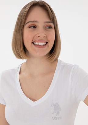 US POLO ASSN Beyaz Kadın Basic T-Shirt