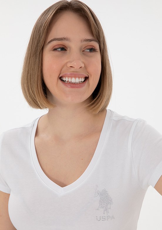 US POLO ASSN Beyaz Kadın Basic T-Shirt