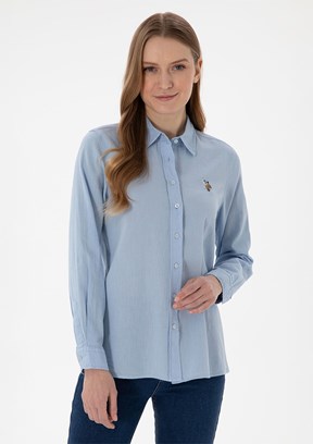 US POLO ASSN Mavi Kadın Uzun Kol Gömlek