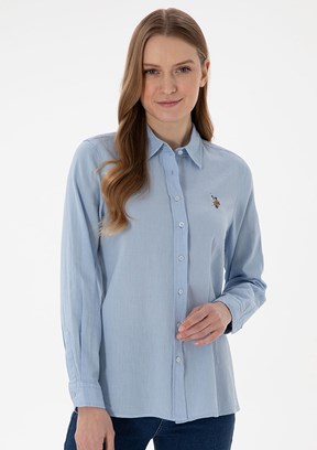 US POLO ASSN Mavi Kadın Uzun Kol Gömlek
